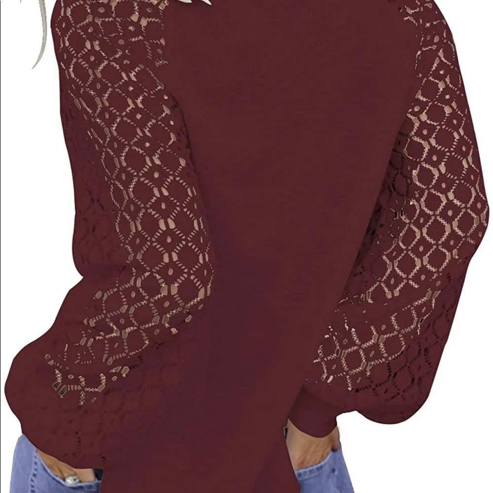 NWT Long Sleeve Tops Lace Casual Loose Blouses